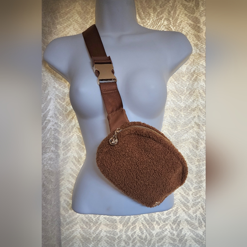 Brown Textured Crossbody Bag